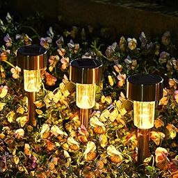 Solpex Solar Lights Outdoor Pathway,12 Pack Solar Walkway Lights Outdoor,Garden Led Lights for Landscape/Patio/Lawn/Yard/Driveway-Warm White (Stainless Steel)-picture-20