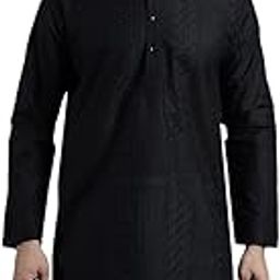 (Since 1958 Mens Pure Cotton Checked Embroidered only Long Kurta-16
