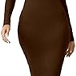 Solid Square Neck Solid Midi Bodycon Dress For Women's & Girl's-image-5