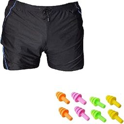 SWIMMING SHORTS V-619 BLACK BLUE PIPING SIZE 3XL WITH EAR PLUG AND NOSE PLUG (PACK OF 12)-image-42