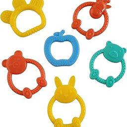 BabyGo Baby Teething Rings Set, Animal Shapes Silicone Teethers, BPA Free Natural Organic Nipple Teethers for Newborn Infant, Babies (Pack of 3)-23