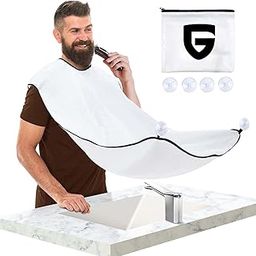 Beard Bib Apron, Stocking Stuffers Christmas Gifts for Men, Beard Hair Catcher for Shaving, Waterproof Non-Stick Beard Cape with 4 Suction Cups, One Size Fits All, Grooming Accessories(White)-picture-26