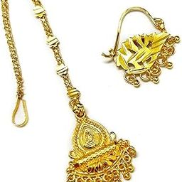 Gold Plated Nose Ring and Mang Tikka Maang tikka Set for Women-image-60