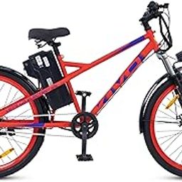 Motovolt Kivo Standard Electric Cycle | 36V 250W BLDC Motor | Up to 45 KM Range | 6Ah Removable Li-ion Battery (IP65, BIS Certified) | 110 kg Payload | Front Suspension | 26” Tyres | Red-image-38