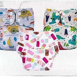 MOMSARC Cotton Cloth Langot |Leak-Proof Reusable Baby Cloth Diapers with 4-Layer Absorbent Pad | Adjustable & Washable Nappies for 0-3 Years | Soft Cotton Diapers | (Multicolur,Pack of 3)-18