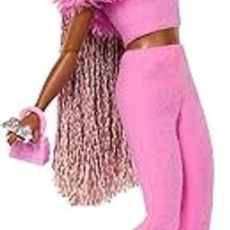 Barbie Deluxe Style Doll #4 in Barbiecore Outfit, Pink and Brown Braids, Soft Pink Top and Pant Set with Furry Collar and Fun Accessories​​​-22