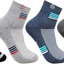 Men's Cotton Cushioned Ankle Length Sports/Athletic Socks -Pack Of 4, Assorted-image-23