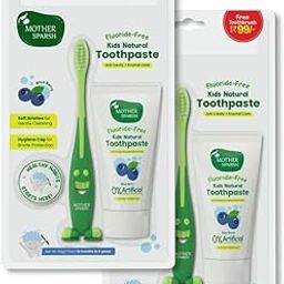 Mother Sparsh Natural Toothpaste for Kids-50g (With Free Toothbrush), Blueberry (Pack of 2) | Strengthens Gums, Whitens Teeth | Anti Cavity Baby Toothpaste Free from Preservatives & Fluoride-image-96
