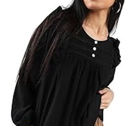 Cotton Nylon Ruffled Button-Front Top-image-41