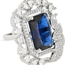Silver Plated Valentines Special Stylish Latest Fashion Square Shape CZ American Diamond Adjustable Finger Ring for Women and Girls (FL248Z)-picture-50