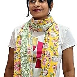 Scarfs for women hand block printed indian traditional design 70x20 inch mini stall for girls 100% Pure cotton-image-8
