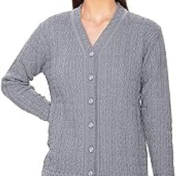 Women Woolen V-Neck Winter Wear Pure Wool Sweater Cardigan | Pack of 1-image-78