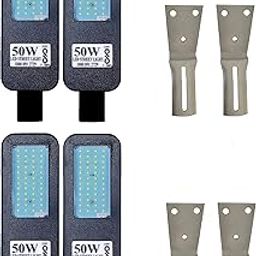 PE 50 Watts LED Street Light Waterproof IP65 Whole PC Body, 140 Per watt Lumens with 4 Wall Clamps 2 Years Warranty (Pack of 4)-17