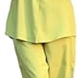 Women's Cotton Blend Co-ord Set, 3/4 Sleeve Top with Pants, Coral Orange, Casual Wear (IN, Alpha, 2XL, Regular, Pista Green)-16