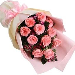 The FloralMart® Mother's Day Special Fresh Flowers Bouquet of 15 Pink Roses in Paper Wrapping, Bunch of 15 (Pink Rose)-image-99