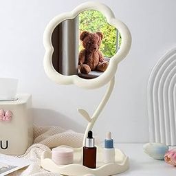 FLIPWYN Flower-Shaped Makeup Mirror, Rotatable Makeup Mirror with Tray Table Vanity Mirror (Multicolor- Pack of 1)-15