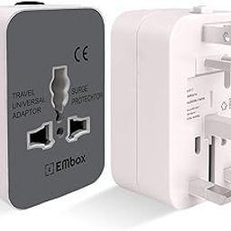 Embox Universal Charger Adapter Worldwide Universal Travel Adapter All in one Wall Charger AC Multi Plug Adapter with 2 USB Charging Ports US EU UK AUS Mobile Phone Laptop (White-Type C)-5