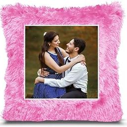BMRGIFTS Fur Personalized Gift Photo Cushion for Boyfriend Girlfriend Husband Wife on Occasions Valentine's Day Birthday Anniversary Special Love Gift Square 15x17 inch, Pink (PC15)-image-86