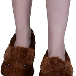 dollar Women Anti-Slip Super Elastic Cotton Indoor Outdoor Floor Slipper Causal No Show Fur Slipper Socks In (Pack of 1), Brown, 6 UK-picture-45