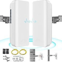 Point to Point Wireless Bridge for Starlink Internet, 2KM Outdoor 5.8G Network WiFi Bridges Extender CPE Access Point with 12DBi Antenna 2 100Mbps LAN Port 24V PoE Power Adapter 2-Pack-16