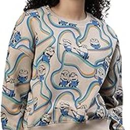 Minions Printed Loose Fit Light Brown Cotton Women's Sweatshirt-picture-32