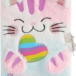YankMooM Journal for Kids Diary with Lock for Girls, Plush Secret Kids Journal Tie-Dye Notebook Gift for for Writing and Drawing, Hardcover Fluffy Cat Secret Diary-image-28