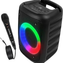 ZEBRONICS Zeb-Buddy 100 Portable BT v5.0 Speaker with TWS, 15W RMS, Wired mic Karaoke, 5H Backup, RGB LED, FM Radio, AUX, USB, Micro SD, Built in Rechargeable Battery and Mobile Holder, Black-1