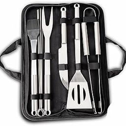 FRESHOME Stainless Steel Barbecue BBQ Tool Kit Set Barbecue Cooking Helping Accessories with Storage Bag - RA014 - Sliver-17