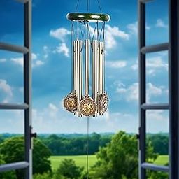 Hindcraft Wind Chimes for Balcony, Home Decor, Golden 5-Pipe Om Wind Chime – Feng Shui Chimes for Positive Energy, Good Luck, Ideal for Meditation Spaces, Wind Chimes for Living Room, Gifts for Women-picture-14