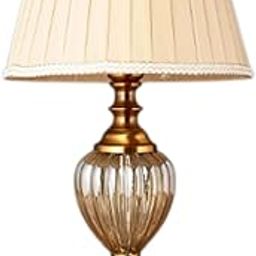 PROSPER LIGHTING Baroque Premium Vintage Crystal-Textured Gold Finish Decorative Table Light with Pleated Fabric Shade | LED Compatible and Touch Switch | Classic Accent for Living or Bedroom-image-52