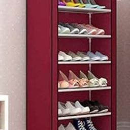 MAROON 6 LAYER Multi-Purpose ShoeRack, Freestanding Plastic Organizer with Adjustable Shelf for Home, Hallways, Red 2shoerack,7shoesrack,8shoesracks,11shoes stand,furniture home,5shoerack with cover-21