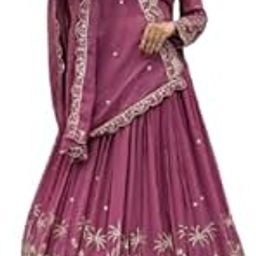 Women's Chinon With Embroiidered Work Lehenga Choli With Dupatta-picture-23