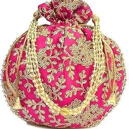 Embroidered Women Potli Bag - Rajasthani Style Royal Clutch Silk Batwa Wristlets Ethnic Potli for Drawstring Bags for Wedding-image-80