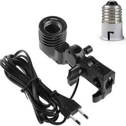 Photography Photo Light Lamp Bulb Single Holder E27 Socket Bracket Studio EU Plug, Black With E27 to B22 Screw Base Socket Plastic Lamp Holder Light Bulb Adapter-22