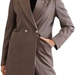 Women Double Breasted Longline Blazer-29