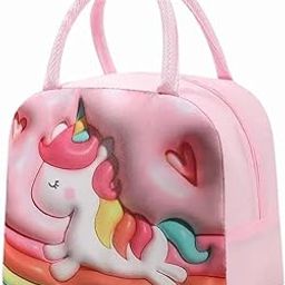 myself Insulated Kids Lunch Box with Unicorn Design, Large Capacity, Portable, 3D Cartoon Pattern-image-42