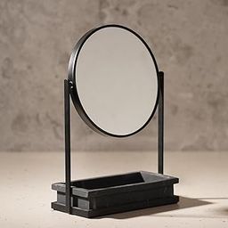 Black Double Sided Metal Vanity Mirror with Polyresin Base-picture-13
