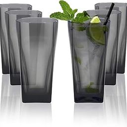 XMART INDIA Plastic Square Polycarbonate Water Unbreakable Glass Set of 6, Plastic Water Glasses, Juice Glasses, Beer Glass, Drinking Glass Set of 6(Black, 300ml)-9