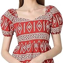 Women's Pure Cotton Relaxed Fit Ethnic Motifs Printed Top | Peplum Top for Women-picture-26