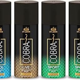 ST.JOHN Deodorant For Men, Deodorant For Women, Long Lasting Fragrance, Irresistible Scent, Fresh and Soothing Deo, Deo For Men, Deo For Women, COBRA- Cool, Live & Sport Combo (150ml Each- Pack of 4)-image-73