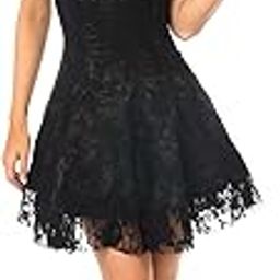 Women's Lavish Black Lace Corset Dress-picture-19