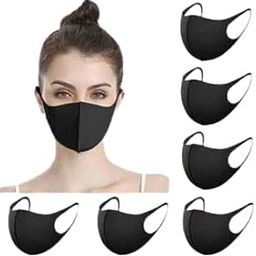 CLASSYMESSI Scuba Mask Unisex Comfortable Pack of 6 Face Mask Reusable Washable Water Resistant Cloth Mask Made in Korea (Black Free Size Pack of 6)-2