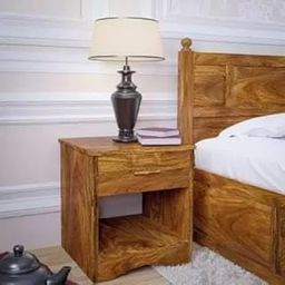 Pure Rosewood/Sheesham Wood Bed Side Table with One Drawer Best for Bed Room Living Room, Made Pure Sheesham Wood Bed Side with Natural Color (Golden)-image-43