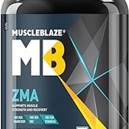 MuscleBlaze ZMA (60 Tablets) | For Muscle Strength & Recovery | 100% RDA of Zinc, Magnesium Aspartate and Vitamin B6-11