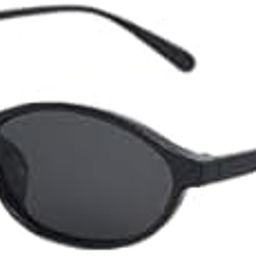 lulu & sky Women's Oval Tinted Sunglasses | Glossy Black Frame | Grey Lens | Sophisticated Minimalist Look-picture-33