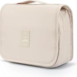 HOUVIDA Large Capacity Travel Cosmetic Bag Transparent Waterproof Portable with Handle and Hanging Hook Multifunctional Bag Makeup Accessories for Women (Beige Color)-image-97