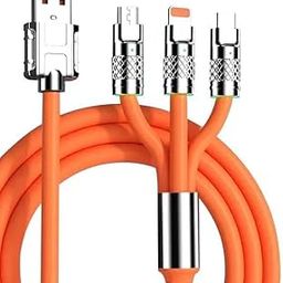 120Watt 3 in 1 Charger Cable Portable Retractable Fast Charging Cable For All Smartphone And Multi-Function Use (Round Cable - Random Colour)-12