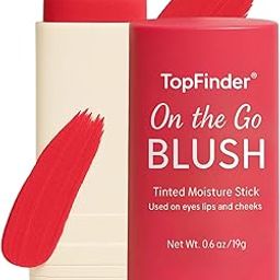 TopFinder® On The Go Blush Stick | Blusher for Cheeks | Cream Blush Stick for Cheeks & Lip Tint, Highlighter For Face Makeup | Natural Glow with Olive, Vitamin E | 2-in-1 Tinted Multi-Use Makeup Stick Blush - Coral Pink 19g-11