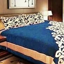 JII Luxurious Velvet Touch Blue Floral Bedsheet Set for Double Bed – Soft & Warm Winter Bedding with Matching Pillow Covers – Elegant Bedroom Décor (95x105 Inches, Multi) (Design-10)-image-49