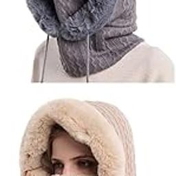 2x Womens Beanie Hat Scarf Mask Set Winter Knitted Warm Face Protection|Clothing, Shoes & Accessories | Womens Accessories | Hats|2 Pieces Hat Scarf Set-image-65